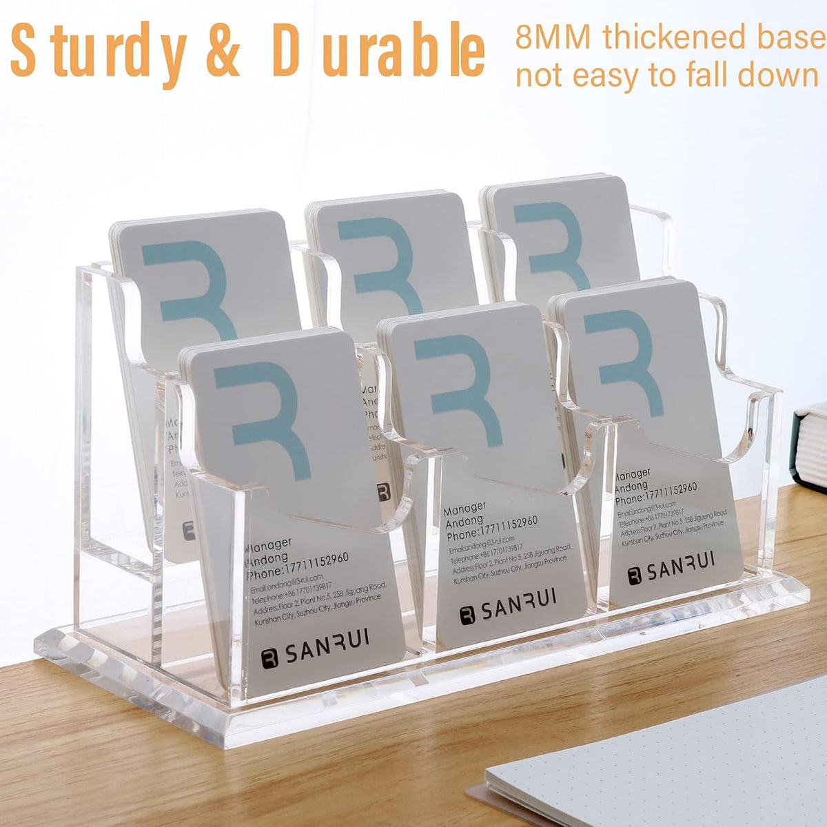 Acrylic Business Card Holder for Desk, Clear Vertical Card Organizer