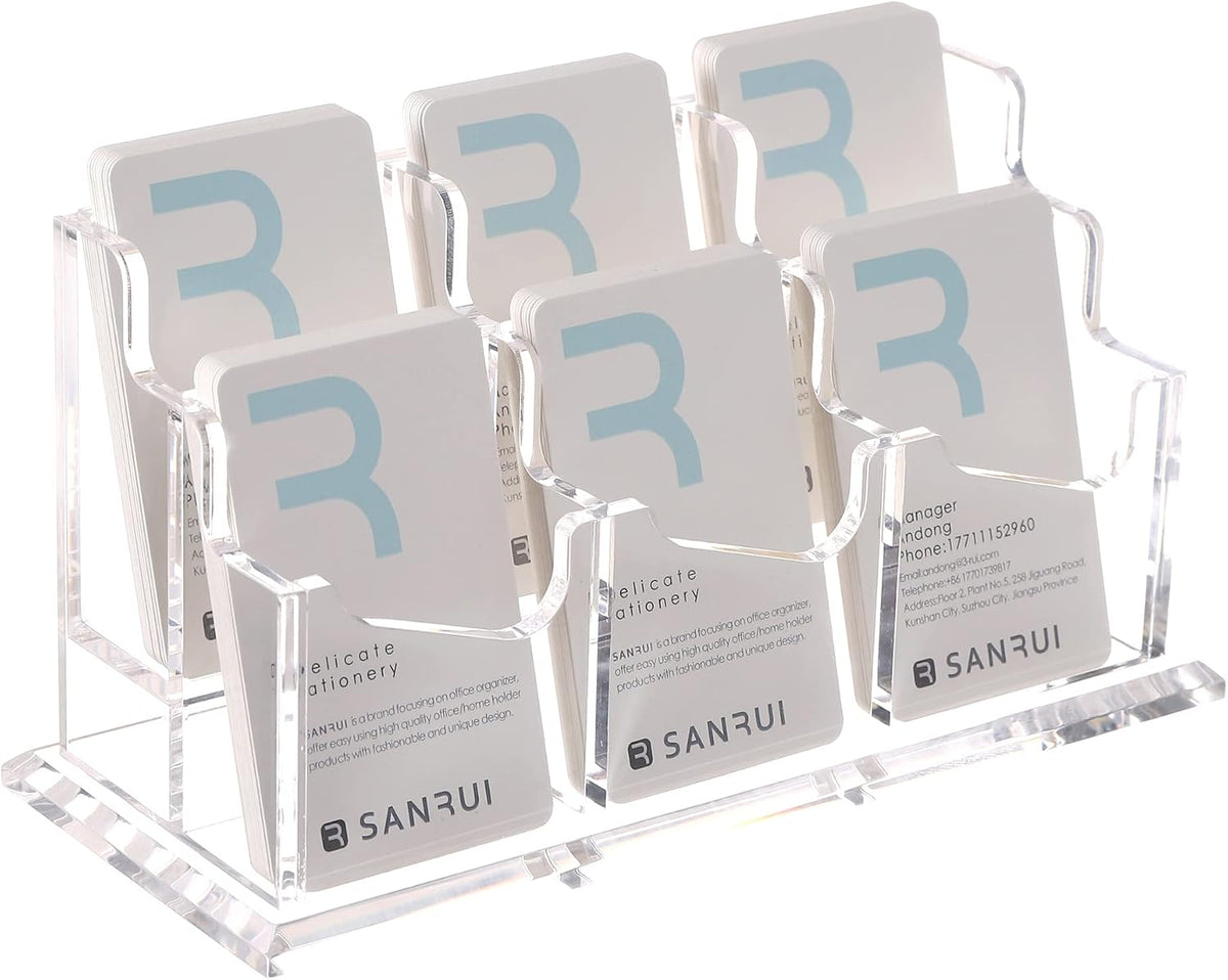 Acrylic Business Card Holder for Desk, Clear Vertical Card Organizer