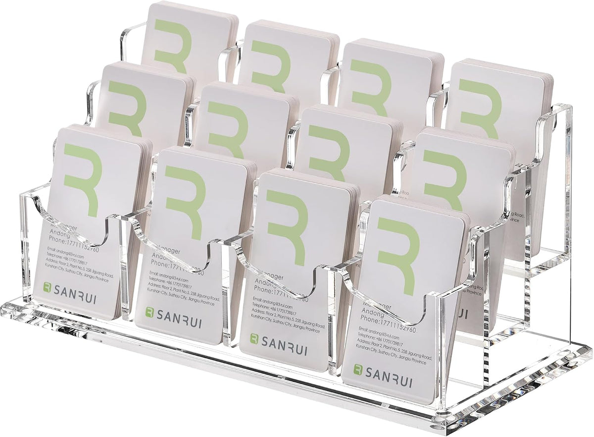 Acrylic Business Card Holder for Desk, Clear Vertical Card Organizer