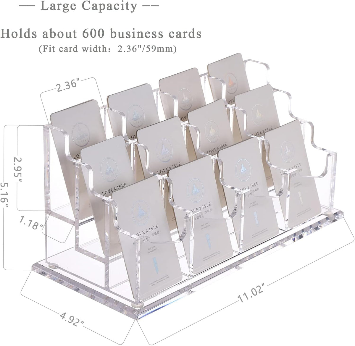 Acrylic Business Card Holder for Desk, Clear Vertical Card Organizer