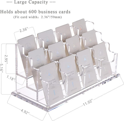 Acrylic Business Card Holder for Desk, Clear Vertical Card Organizer
