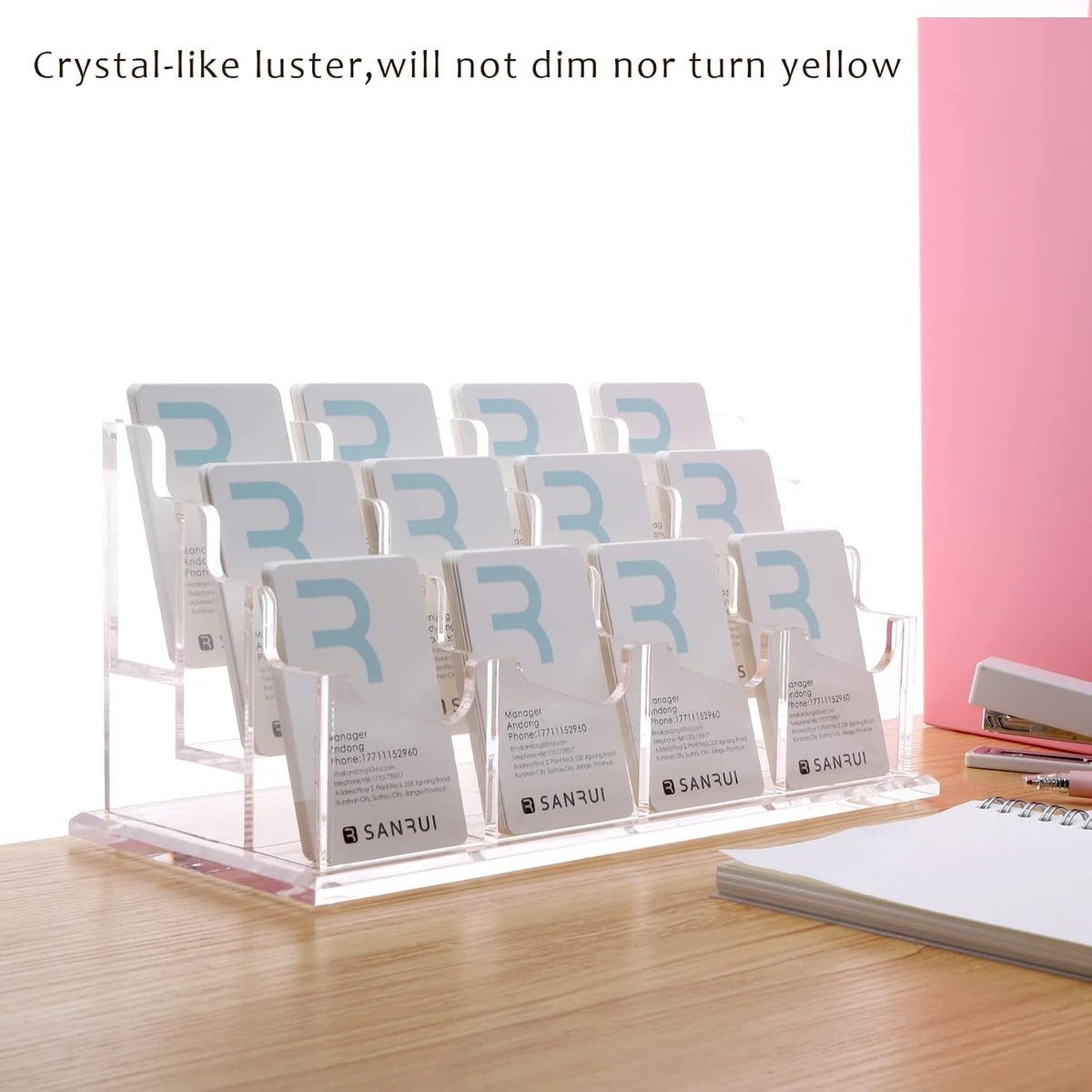 Acrylic Business Card Holder for Desk, Clear Vertical Card Organizer