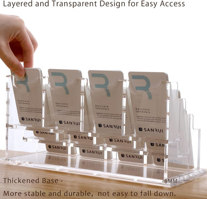Acrylic Business Card Holder for Desk, Clear Vertical Card Organizer