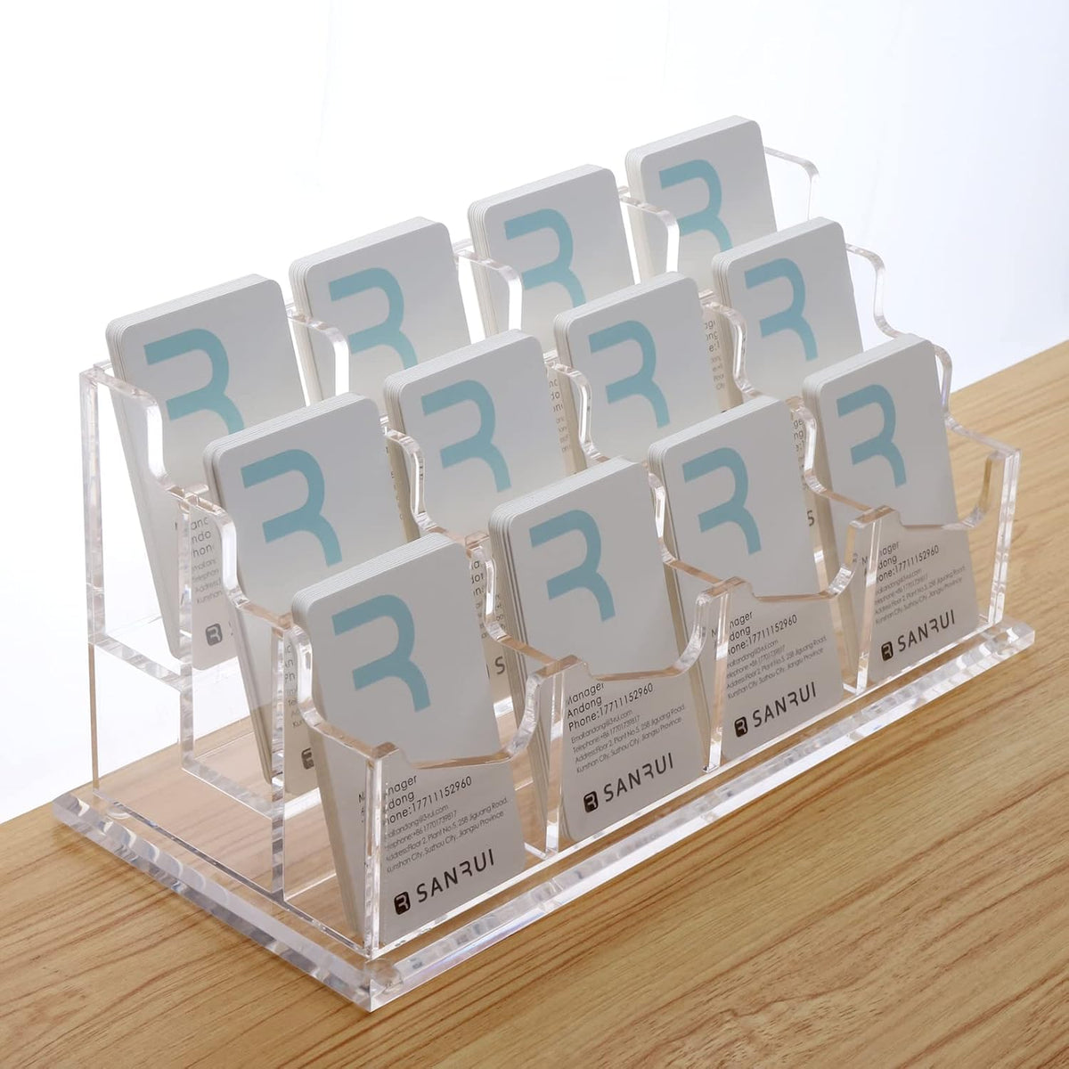 Acrylic Business Card Holder for Desk, Clear Vertical Card Organizer