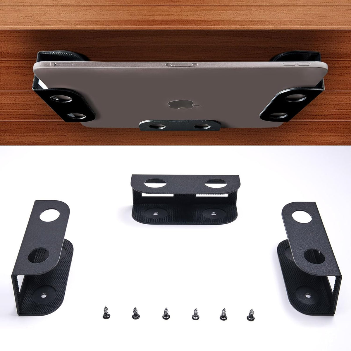 Under Desk Laptop Mount, Metal Under Desk Storage Holder, Black