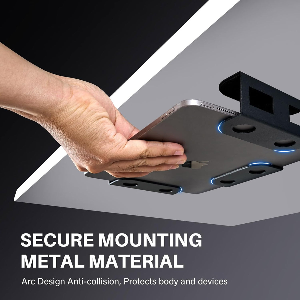 Under Desk Laptop Mount, Metal Under Desk Storage Holder, Black