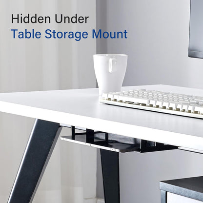 Under Desk Laptop Mount, Metal Under Desk Storage Holder, Black