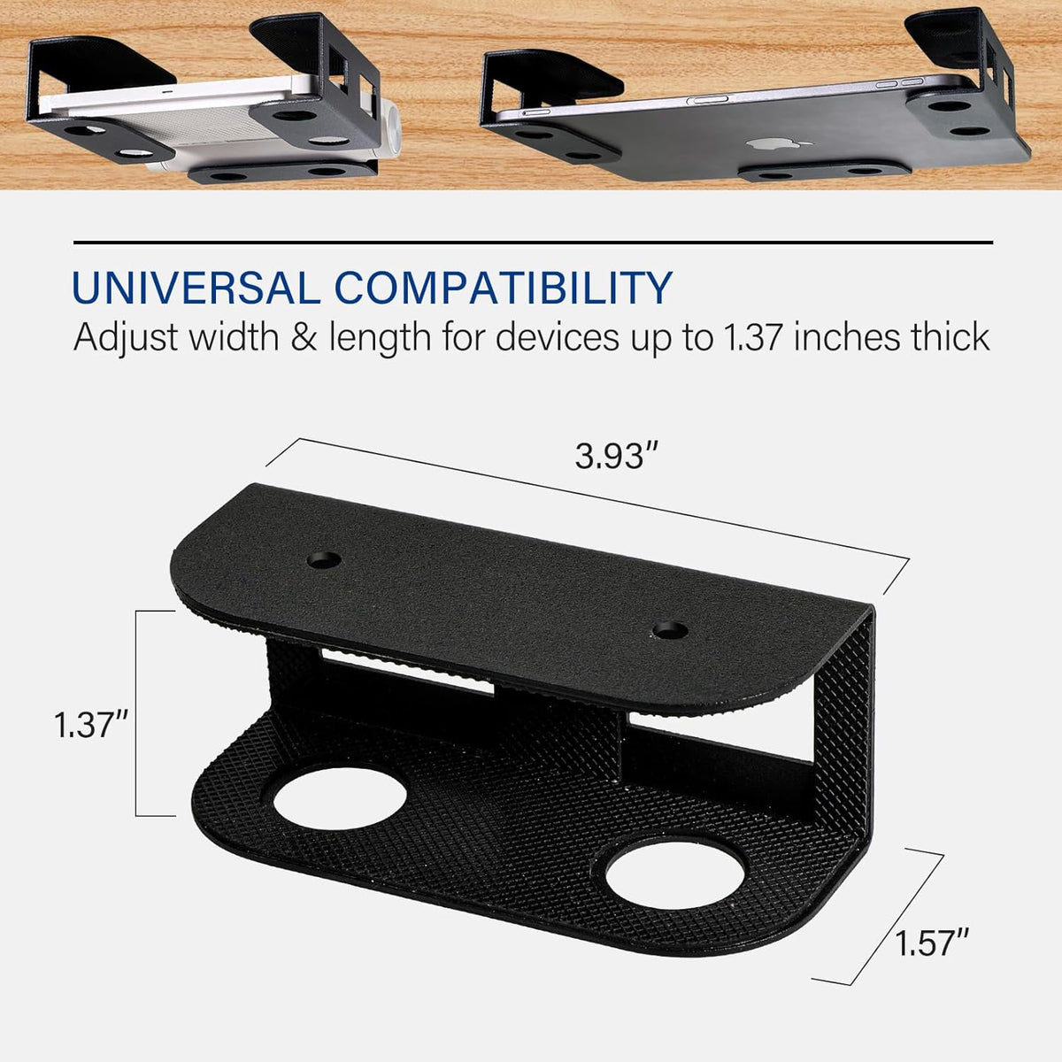Under Desk Laptop Mount, Metal Under Desk Storage Holder, Black