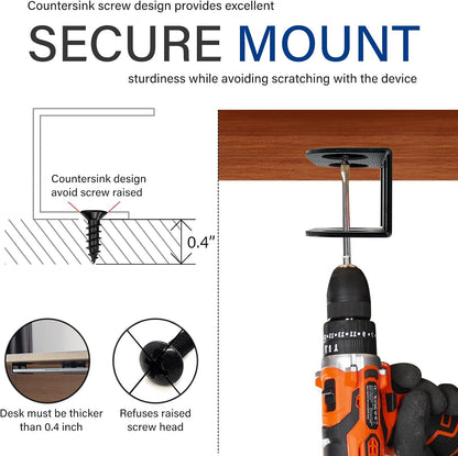 Under Desk Laptop Mount, Metal Under Desk Storage Holder, Black