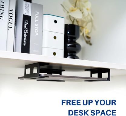 Under Desk Laptop Mount, Metal Under Desk Storage Holder, Black