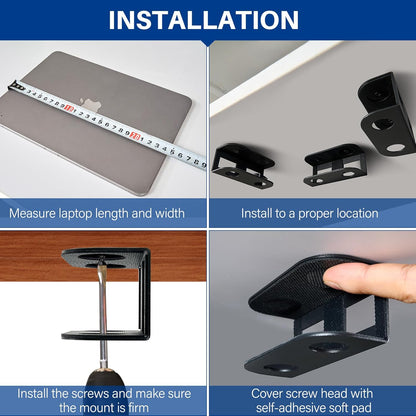 Under Desk Laptop Mount, Metal Under Desk Storage Holder, Black