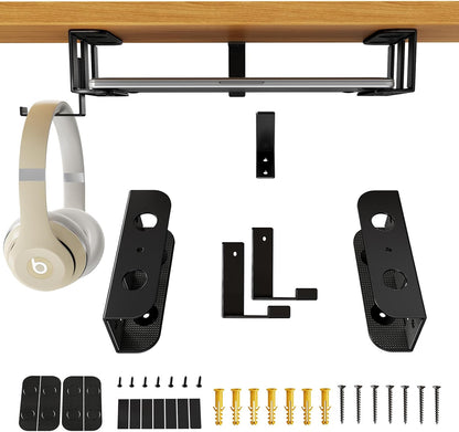 Under Desk Laptop Mount, Metal Under Desk Storage Holder, Black