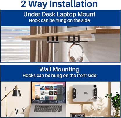 Under Desk Laptop Mount, Metal Under Desk Storage Holder, Black