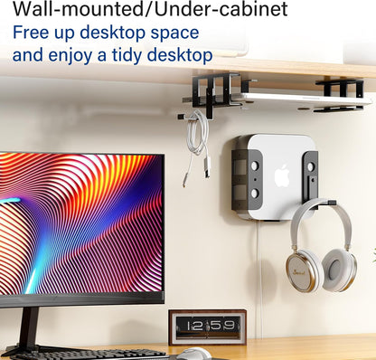 Under Desk Laptop Mount, Metal Under Desk Storage Holder, Black