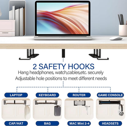 Under Desk Laptop Mount, Metal Under Desk Storage Holder, Black