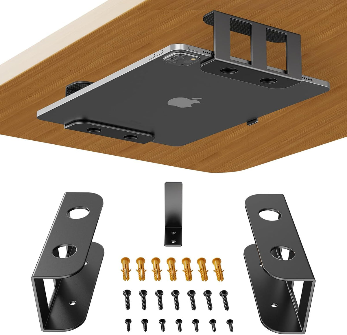 Under Desk Laptop Mount, Metal Under Desk Storage Holder, Black