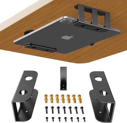 Under Desk Laptop Mount, Metal Under Desk Storage Holder, Black