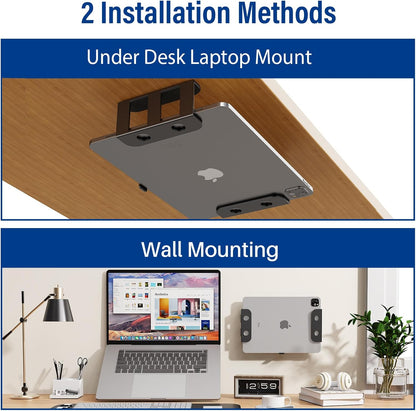Under Desk Laptop Mount, Metal Under Desk Storage Holder, Black