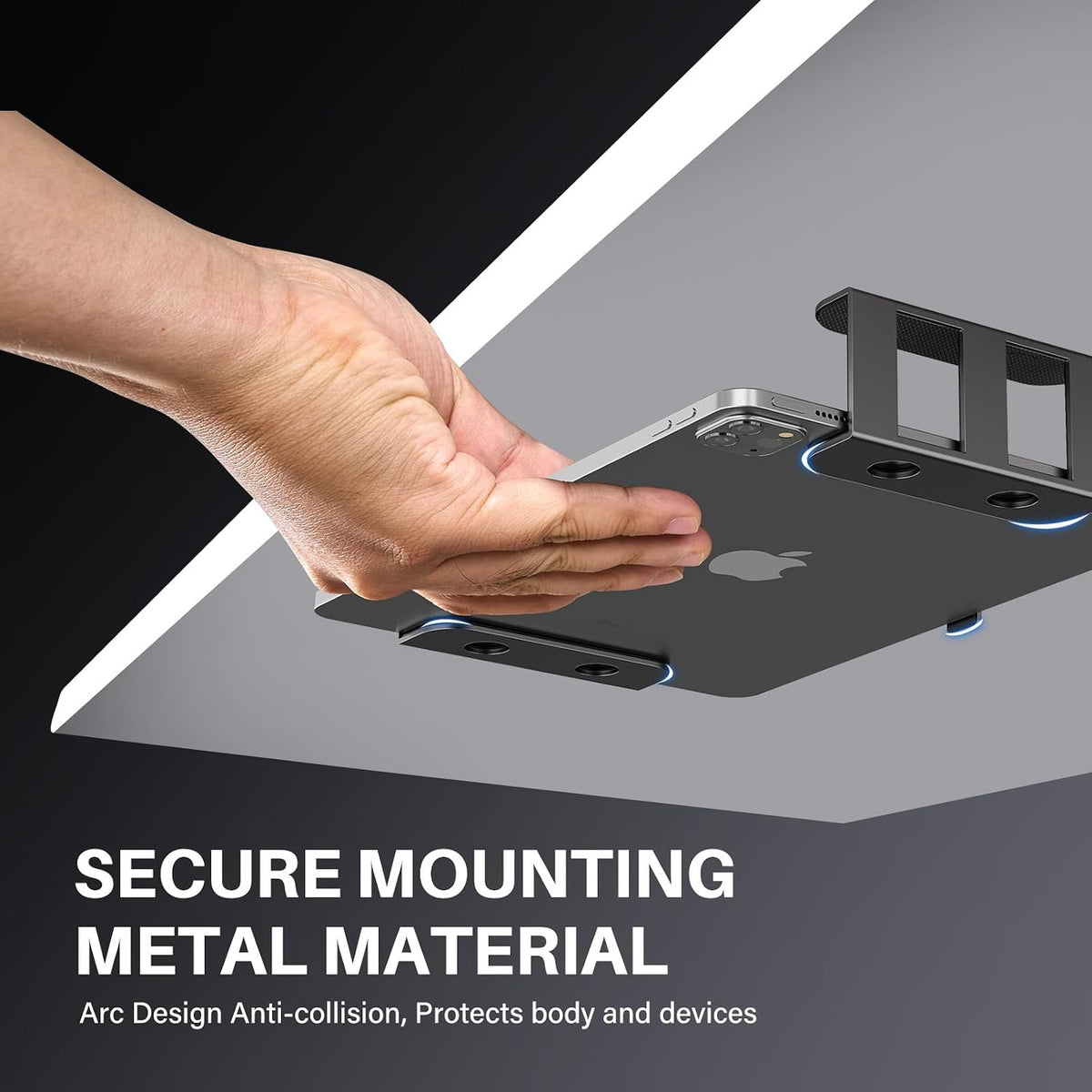 Under Desk Laptop Mount, Metal Under Desk Storage Holder, Black