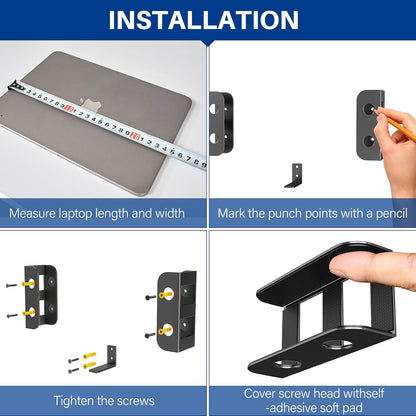 Under Desk Laptop Mount, Metal Under Desk Storage Holder, Black