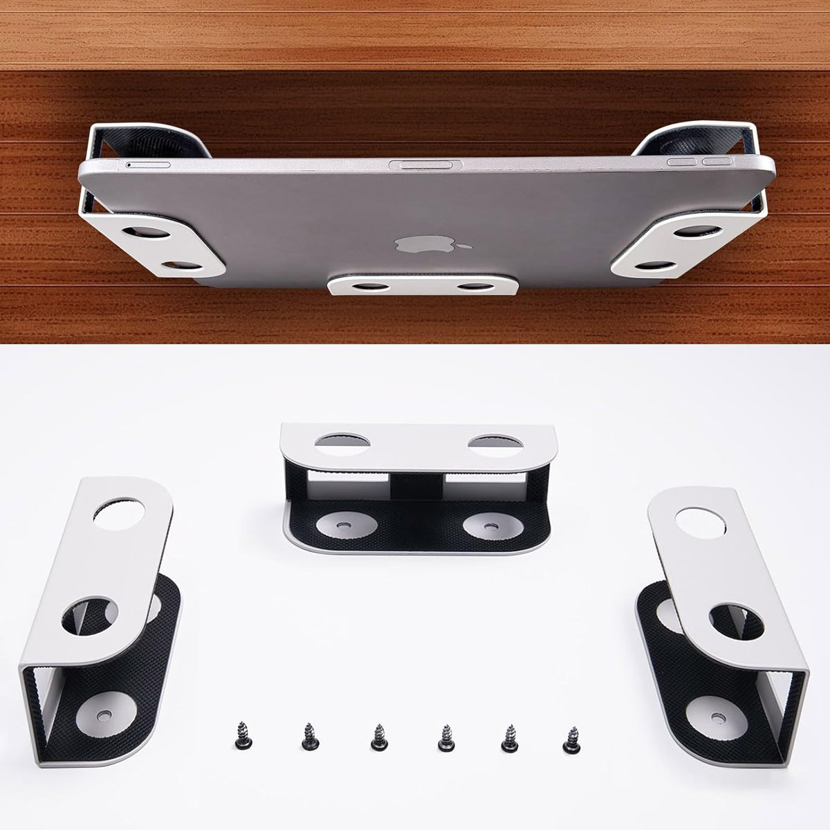 Under Desk Laptop Mount, Metal Under Desk Storage Holder, Black