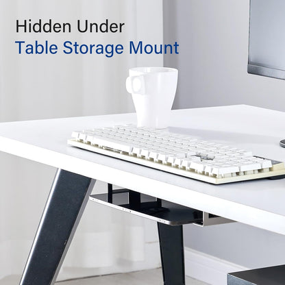 Under Desk Laptop Mount, Metal Under Desk Storage Holder, Black