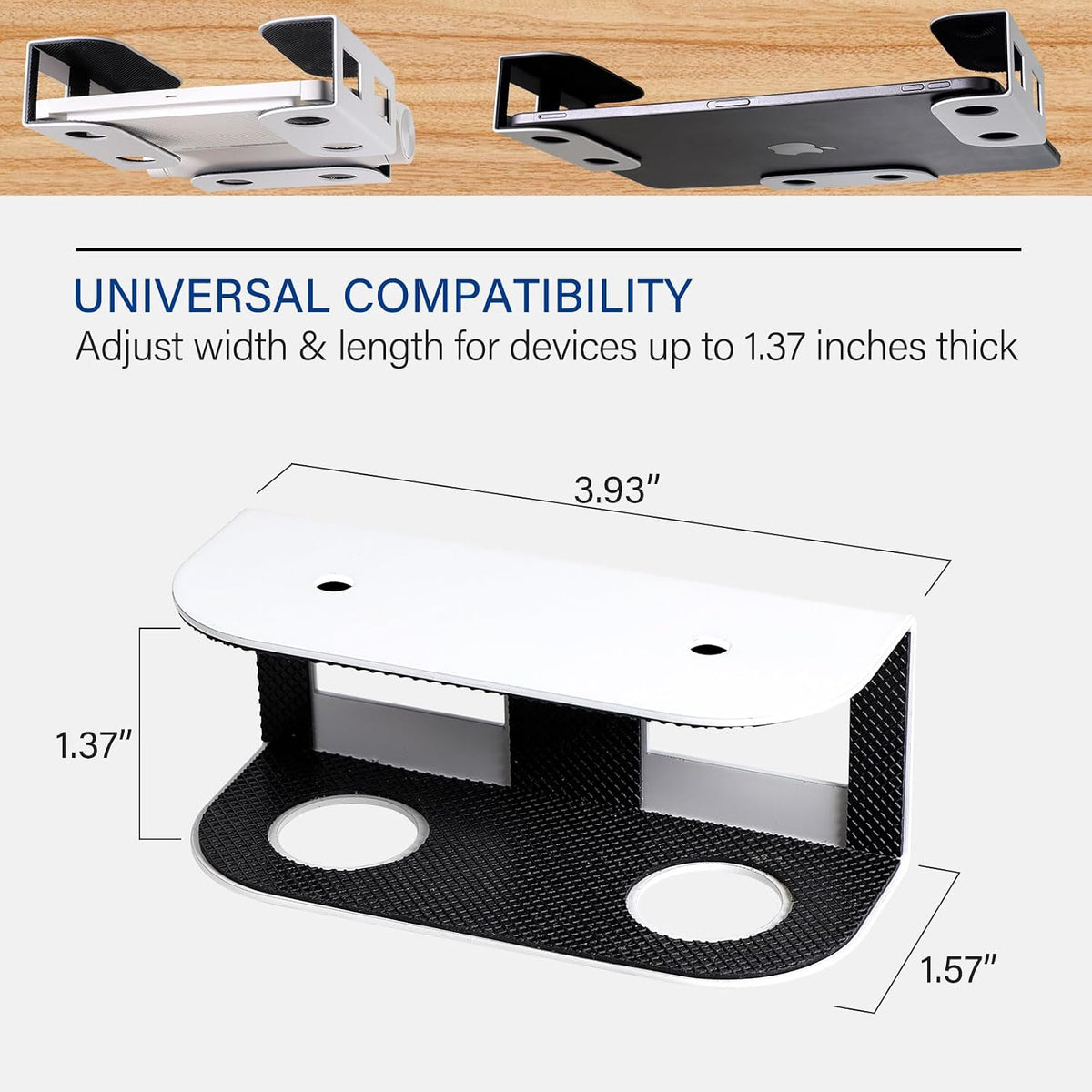 Under Desk Laptop Mount, Metal Under Desk Storage Holder, Black