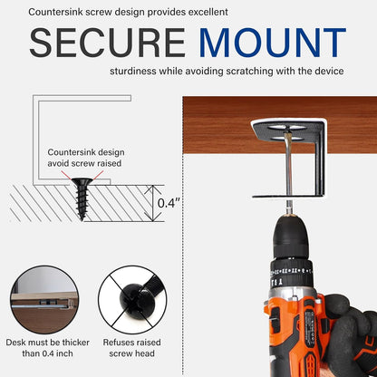 Under Desk Laptop Mount, Metal Under Desk Storage Holder, Black