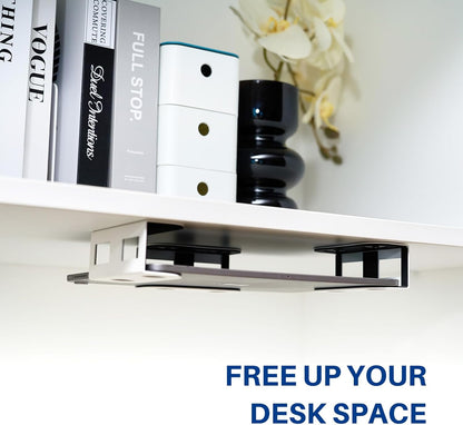 Under Desk Laptop Mount, Metal Under Desk Storage Holder, Black