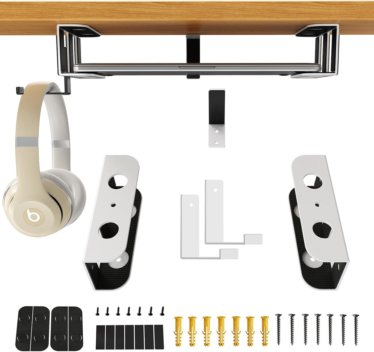 Under Desk Laptop Mount, Metal Under Desk Storage Holder, Black