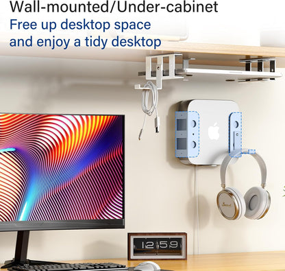 Under Desk Laptop Mount, Metal Under Desk Storage Holder, Black