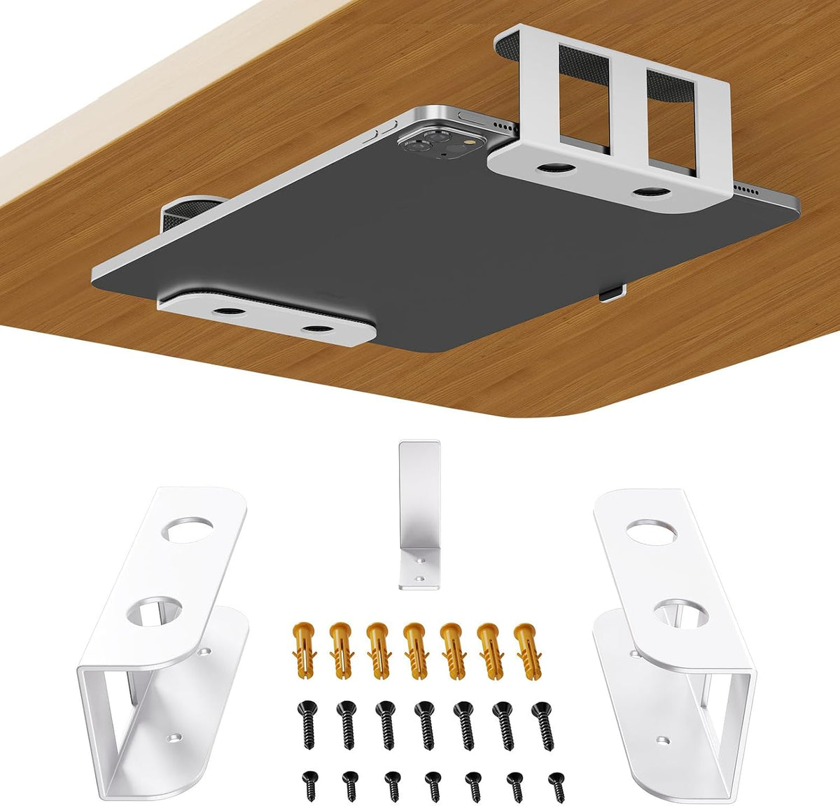 Under Desk Laptop Mount, Metal Under Desk Storage Holder, Black