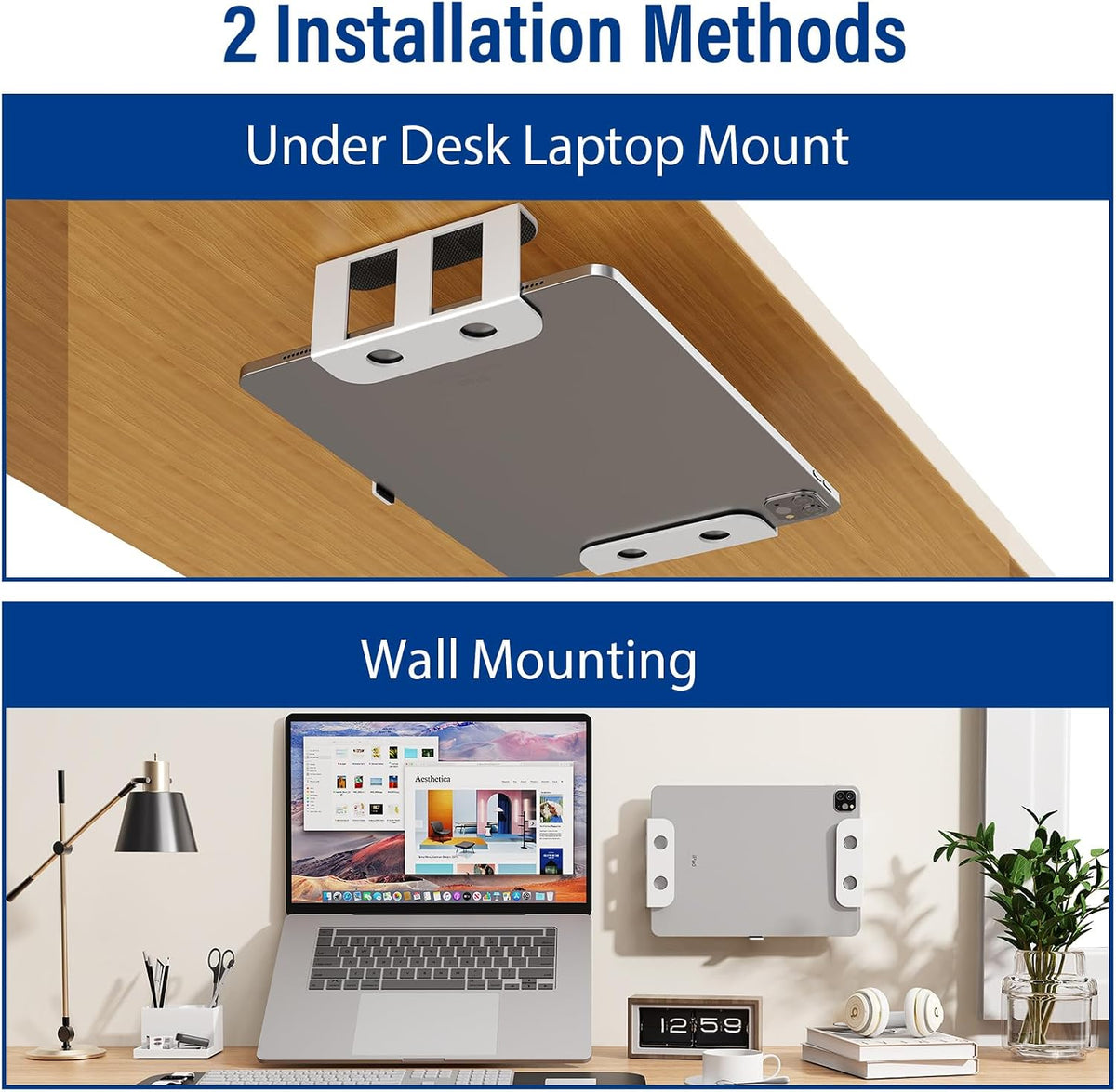Under Desk Laptop Mount, Metal Under Desk Storage Holder, Black