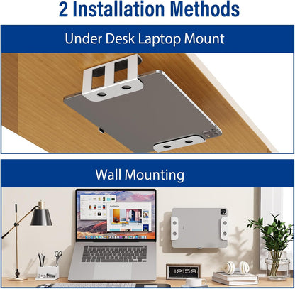 Under Desk Laptop Mount, Metal Under Desk Storage Holder, Black