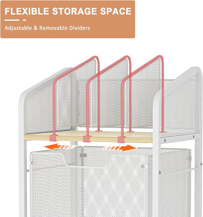 Rolling File Cabinet with Adjustable Dividers, Mobile Filing Cabinet with Storage Drawer on Lockable Wheels, Hanging File Organizer Beside Under Desk for Office, Home, White（Patent Pending）