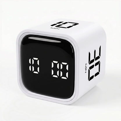 Pomodoro Timer Cube, Productivity Visual Timer Flip, 5/10/30/60 Min Preset Custom Countdown, ADHD Tool Rotating Countdown Stopwatch, Vibrate/High/Low Volume, for Study, Work, Game, Kitchen-White