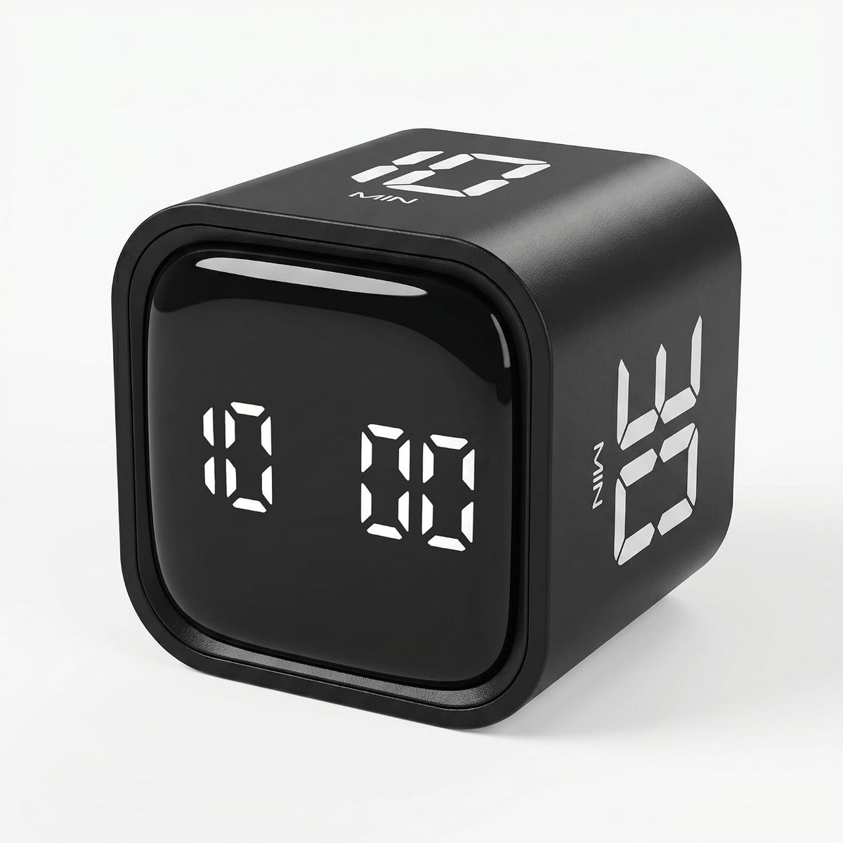 Pomodoro Timer Cube, Productivity Visual Timer Flip, 5/10/30/60 Min Preset Custom Countdown, ADHD Tool Rotating Countdown Stopwatch, Vibrate/High/Low Volume, for Study, Work, Game, Kitchen-White