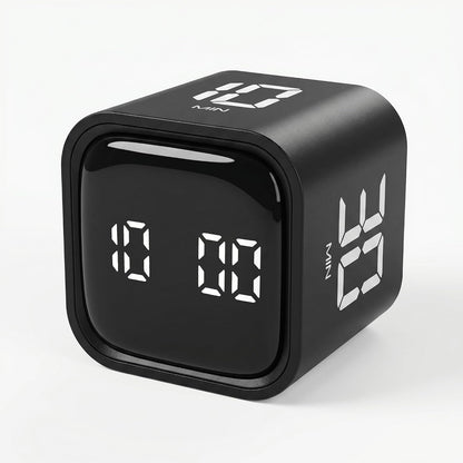 Pomodoro Timer Cube, Productivity Visual Timer Flip, 5/10/30/60 Min Preset Custom Countdown, ADHD Tool Rotating Countdown Stopwatch, Vibrate/High/Low Volume, for Study, Work, Game, Kitchen-White