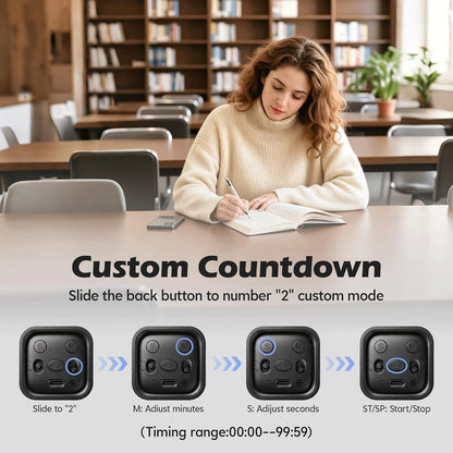 Pomodoro Timer Cube, Productivity Visual Timer Flip, 5/10/30/60 Min Preset Custom Countdown, ADHD Tool Rotating Countdown Stopwatch, Vibrate/High/Low Volume, for Study, Work, Game, Kitchen-White