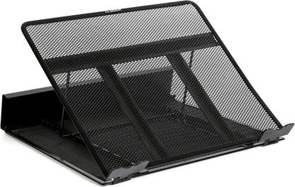 Metal Mesh Ventilated Adjustable Laptop Stands Computer Notebook Holder Stand Riser Compatible with Apple MacBook Air Pro Dell XPS HP Samsung Lenovo More Laptops up to 19"- Black