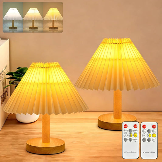 2 pack Small Table Lamp modern Bedroom bedside table lamps,Remote control Dimming Three colors,abric Shade，Boho Night light,Study Read Desk Night Stand Light, Dorm mini lamps,LivingRoom dresser office