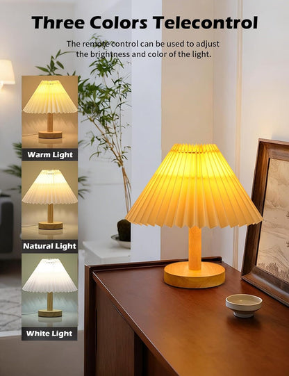 2 pack Small Table Lamp modern Bedroom bedside table lamps,Remote control Dimming Three colors,abric Shade，Boho Night light,Study Read Desk Night Stand Light, Dorm mini lamps,LivingRoom dresser office