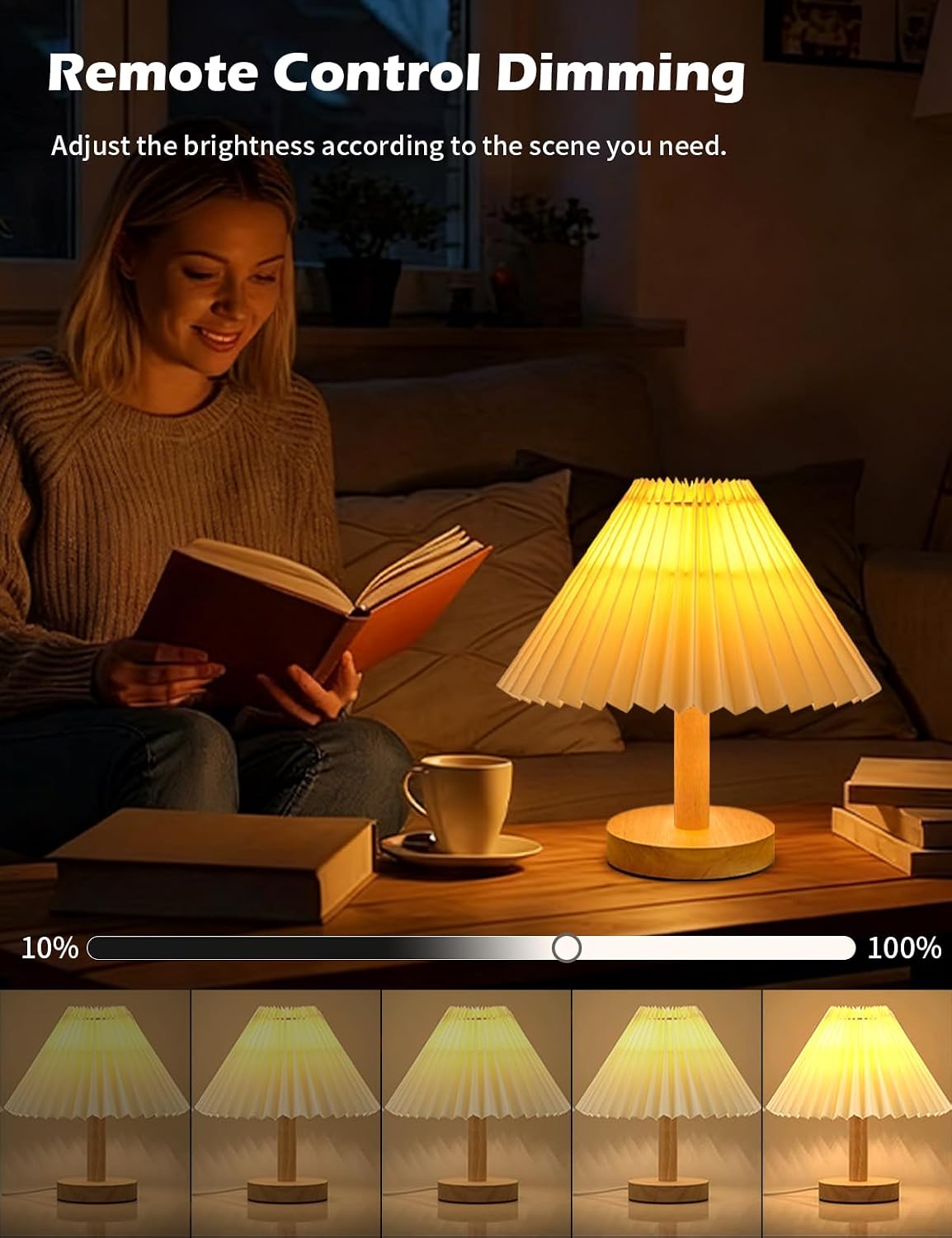2 pack Small Table Lamp modern Bedroom bedside table lamps,Remote control Dimming Three colors,abric Shade，Boho Night light,Study Read Desk Night Stand Light, Dorm mini lamps,LivingRoom dresser office