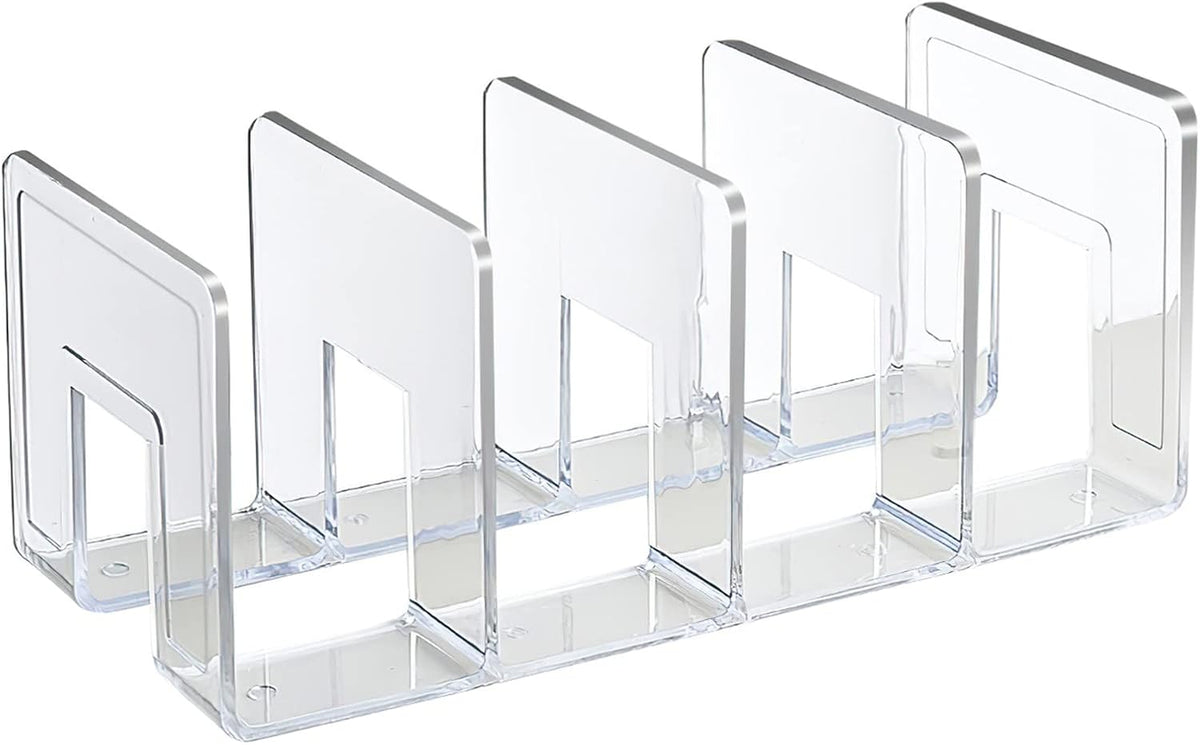 Acrylic File Sorter, Clear File Holder Acrylic Desk Organizer, Sturdy Desktop Files Organizer Files Folder Holder Rack for Envelopes Mail Letter Paper Notebook Electronics (4 Sections)