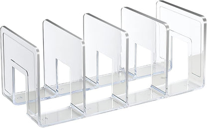 Acrylic File Sorter, Clear File Holder Acrylic Desk Organizer, Sturdy Desktop Files Organizer Files Folder Holder Rack for Envelopes Mail Letter Paper Notebook Electronics (4 Sections)