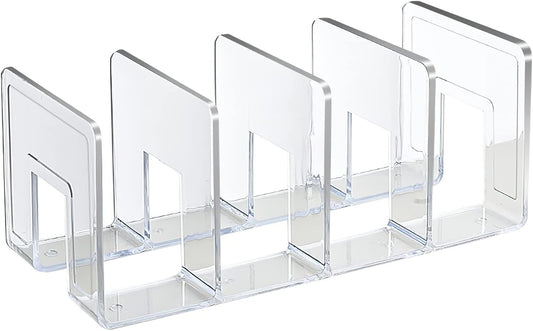 Acrylic File Sorter, Clear File Holder Acrylic Desk Organizer, Sturdy Desktop Files Organizer Files Folder Holder Rack for Envelopes Mail Letter Paper Notebook Electronics (4 Sections)