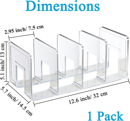 Acrylic File Sorter, Clear File Holder Acrylic Desk Organizer, Sturdy Desktop Files Organizer Files Folder Holder Rack for Envelopes Mail Letter Paper Notebook Electronics (4 Sections)