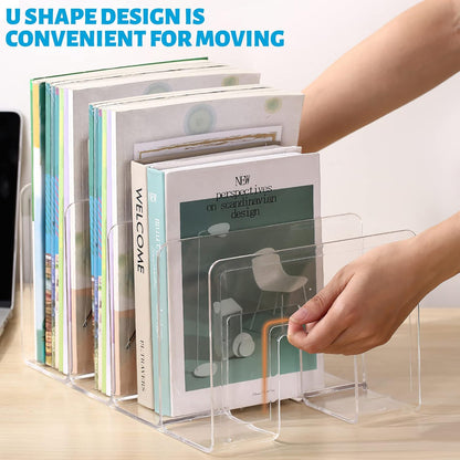 Acrylic File Sorter, Clear File Holder Acrylic Desk Organizer, Sturdy Desktop Files Organizer Files Folder Holder Rack for Envelopes Mail Letter Paper Notebook Electronics (4 Sections)