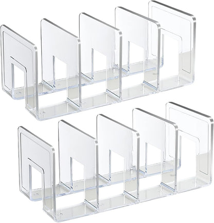 Acrylic File Sorter, Clear File Holder Acrylic Desk Organizer, Sturdy Desktop Files Organizer Files Folder Holder Rack for Envelopes Mail Letter Paper Notebook Electronics (4 Sections)