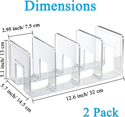 Acrylic File Sorter, Clear File Holder Acrylic Desk Organizer, Sturdy Desktop Files Organizer Files Folder Holder Rack for Envelopes Mail Letter Paper Notebook Electronics (4 Sections)